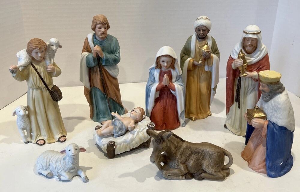 Homco Nativity Home Interiors Taiwan Complete Set 10 Pieces Vintage- EUC